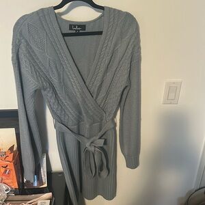 Lulus blue sweater dress v neck size M